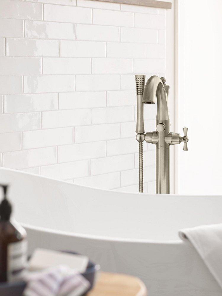MOEN Moen 655BN Wynford Single Handle Lever Floor Mount Filler in Brushed Nickel