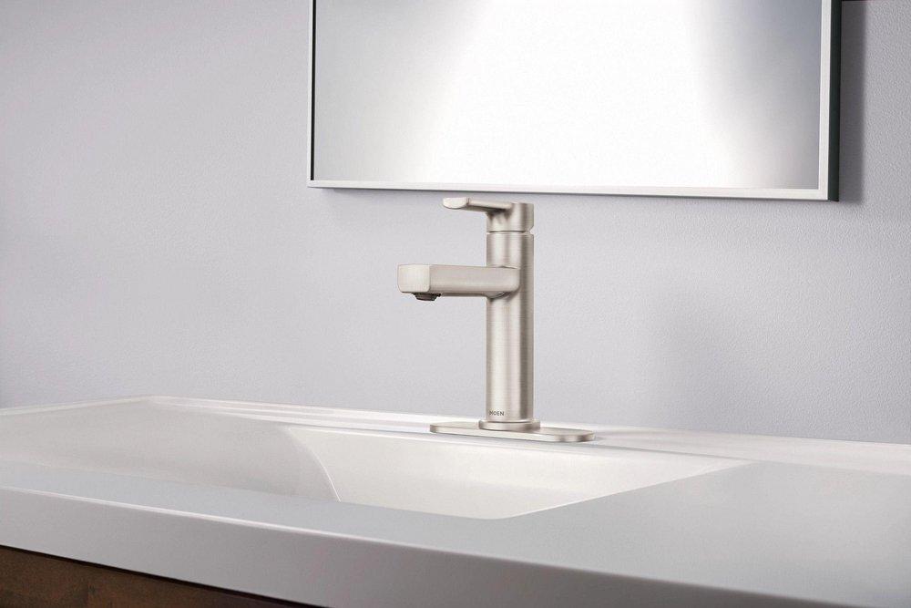 MOEN Moen 84627SRN Home Care Single Handle Monoblock Bathroom Sink Faucet in Brushed Nickel