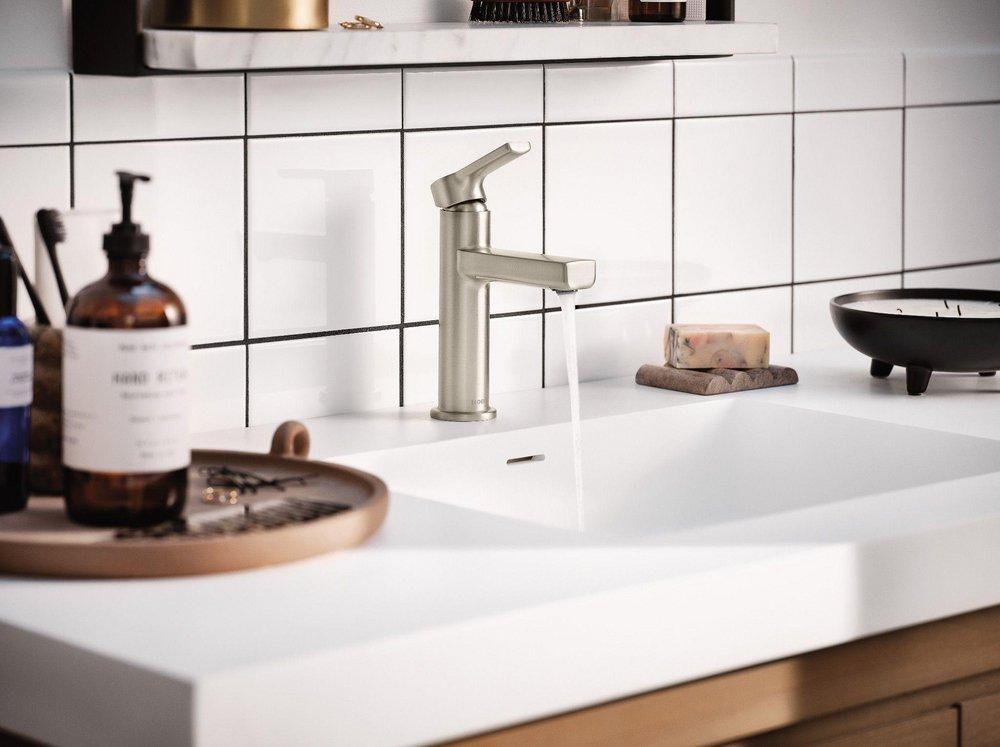 MOEN Moen 84627SRN Home Care Single Handle Monoblock Bathroom Sink Faucet in Brushed Nickel