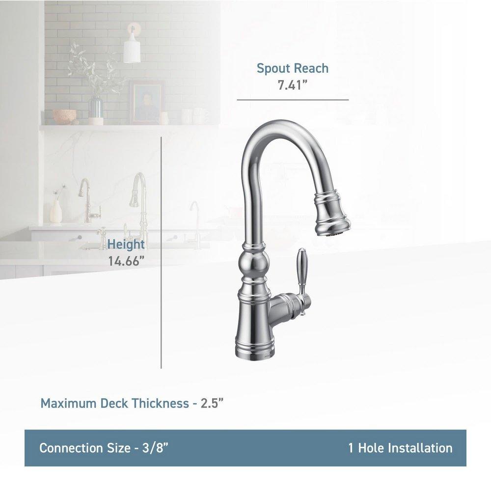 MOEN Moen S53004BL Weymouth Single Handle Pull Down Bar Faucet in Matte Black
