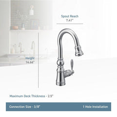 MOEN Moen S53004BL Weymouth Single Handle Pull Down Bar Faucet in Matte Black