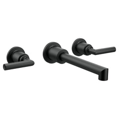 MOEN Moen TS43003BL Arris Two Handle Wall Mount Widespread Bathroom Sink Faucet in Matte Black
