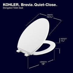KOHLER Kohler 20110-0 Brevia Quiet-Close Elongated Closed Front Toilet Seat with Cover in White
