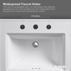 KOHLER Kohler 2196-8-0 Pennington 20-1/4 x 17-1/2 in. Oval Drop-in Bathroom Sink in White
