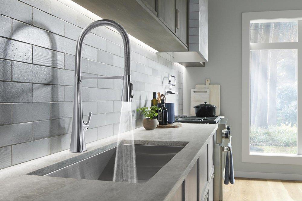 KOHLER KOHLER 22060-CP Graze Single Handle Pull Down Kitchen Faucet in Polished Chrome