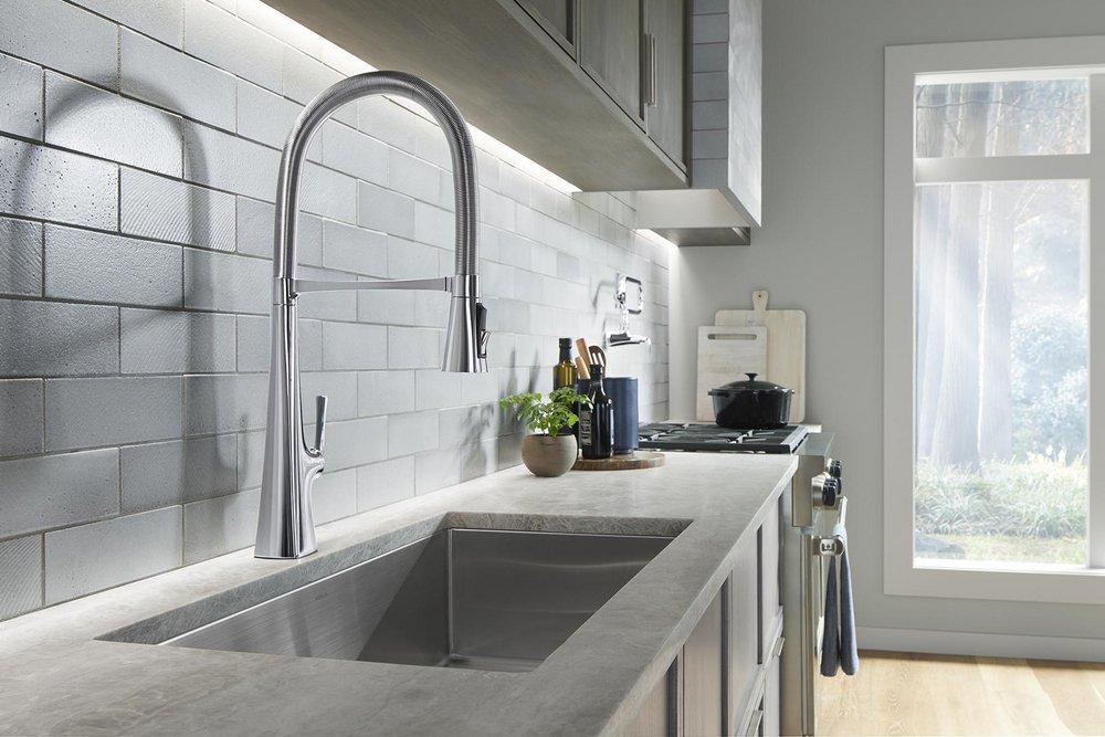 KOHLER KOHLER 22060-CP Graze Single Handle Pull Down Kitchen Faucet in Polished Chrome