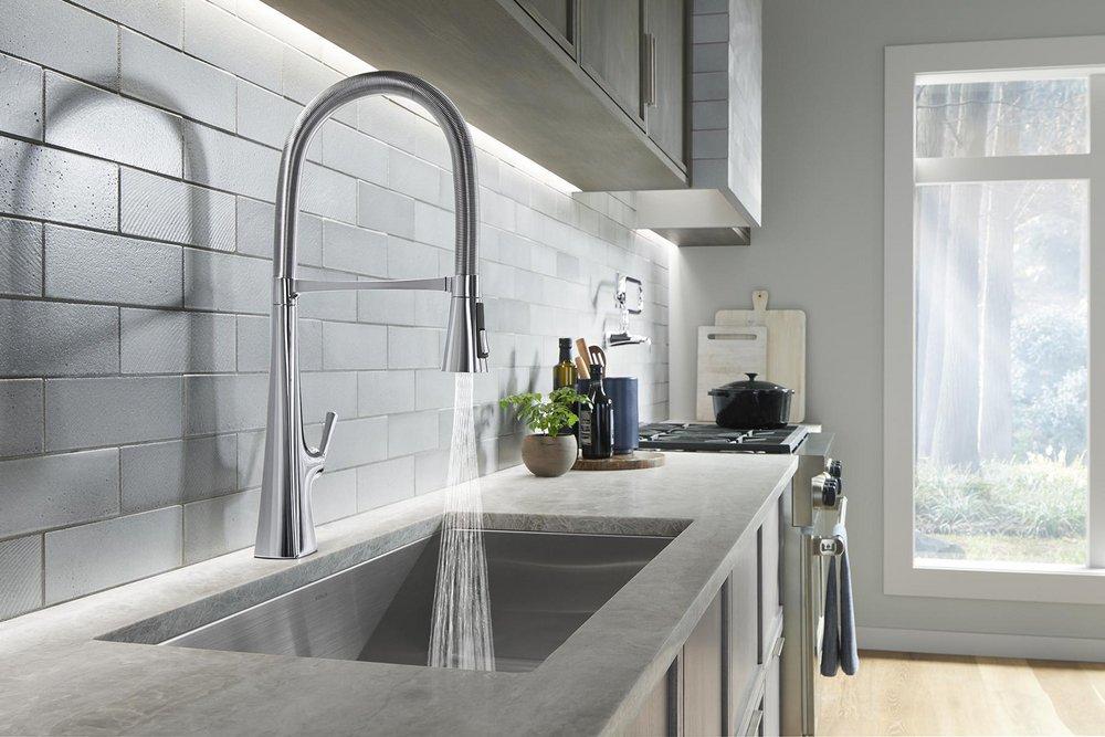 KOHLER KOHLER 22060-CP Graze Single Handle Pull Down Kitchen Faucet in Polished Chrome