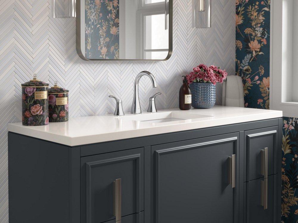 KOHLER KOHLER 27390-4-CP Simplice Two Handle Widespread Bathroom Sink Faucet in Polished Chrome