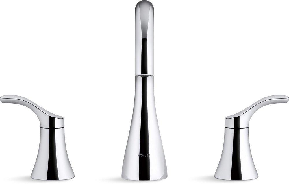 KOHLER KOHLER 27390-4-CP Simplice Two Handle Widespread Bathroom Sink Faucet in Polished Chrome