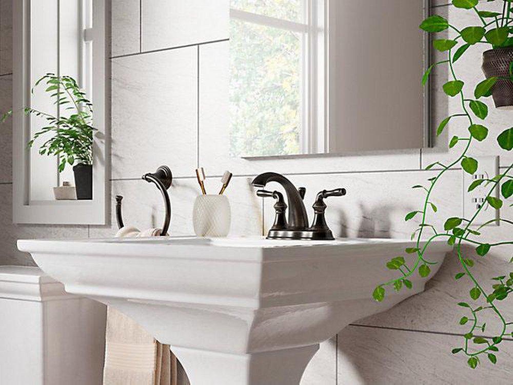 KOHLER KOHLER 393-N4-2BZ Devonshire Two Handle Centerset Bathroom Sink Faucet in Oil Rubbed Bronze