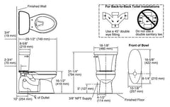 KOHLER Kohler 3889-0 Highline 1.28 gpf Elongated Two Piece Toilet