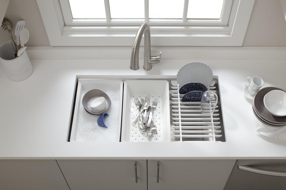 KOHLER KOHLER 5540-NA Prolific 33 x 17-3/4 in. Stainless Steel Single Bowl Undermount Workstation Kitchen Sink with SilentShield