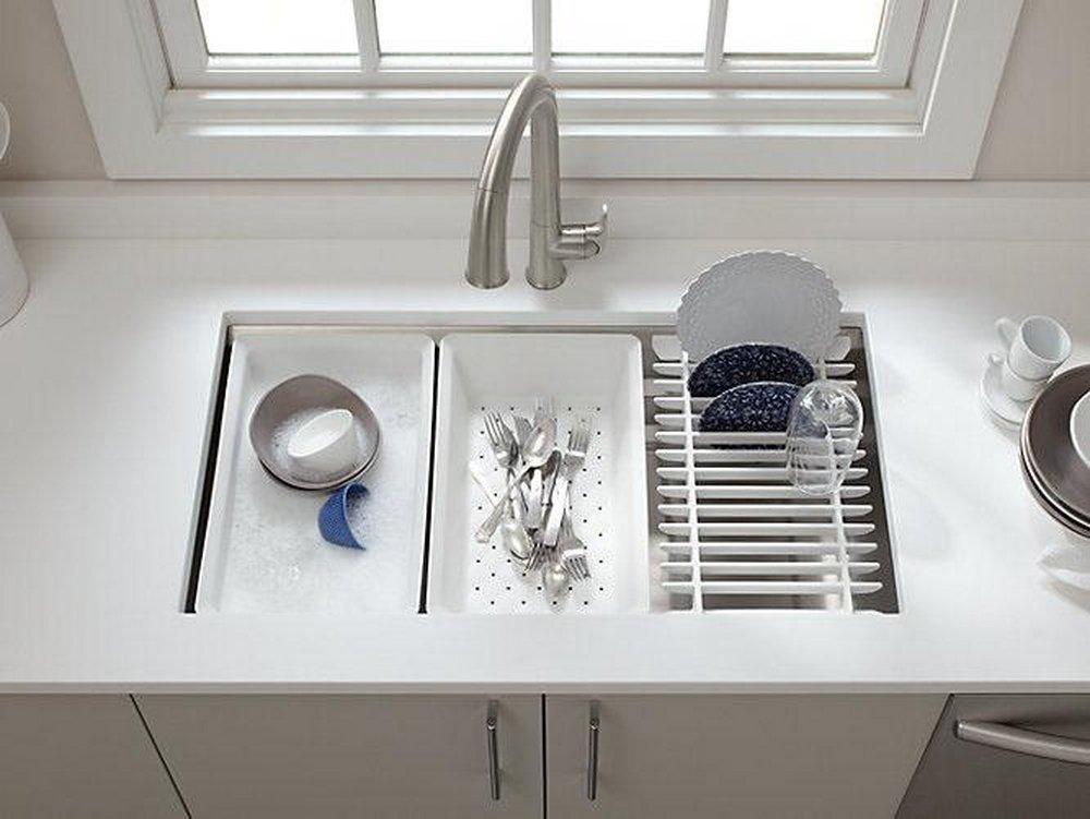 KOHLER KOHLER 5540-NA Prolific 33 x 17-3/4 in. Stainless Steel Single Bowl Undermount Workstation Kitchen Sink with SilentShield