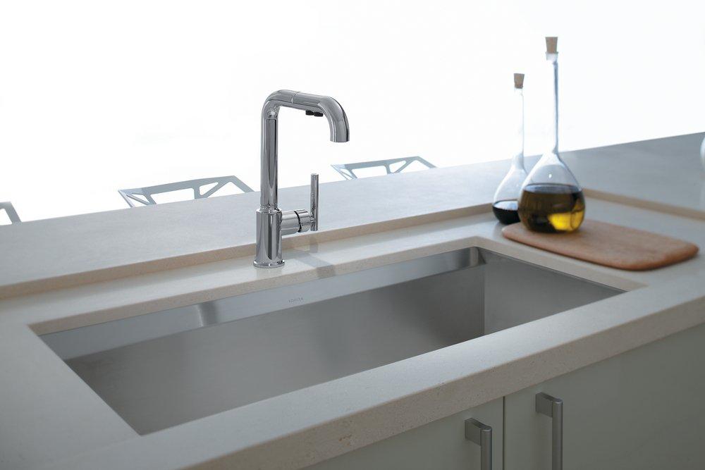 KOHLER Kohler 7505-CP Purist Single Handle Pull Out Kitchen Faucet