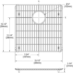ELKAY Elkay CTXBG1515 Crosstown 15-1/2 x 15-1/2 x 1-1/4 Bottom Grid