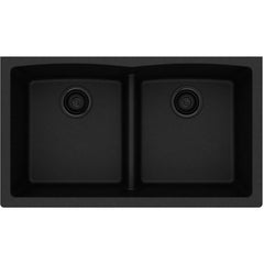 ELKAY Elkay ELGDULB3322BK0 Quartz Classic 33 x 19 x 10 Equal Double Bowl Undermount Sink with Aqua Divide Black