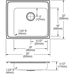 ELKAY Elkay EFRU2115TC Crosstown 16 Gauge Stainless Steel 23-1/2 x 18-1/4 x 8 Single Bowl Undermount Sink Kit