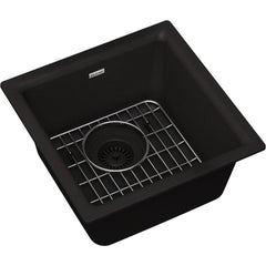 ELKAY Elkay ELG1616BK0C Quartz Classic 16 x 16 in. Drop-in Quartz Bar Sink in Black