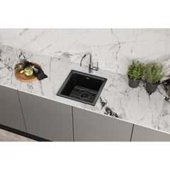 ELKAY Elkay ELG1616BK0C Quartz Classic 16 x 16 in. Drop-in Quartz Bar Sink in Black