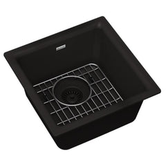 ELKAY Elkay ELG1616BK0C Quartz Classic 16 x 16 in. Drop-in Quartz Bar Sink in Black