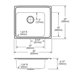 ELKAY Elkay EFRU281610TC Crosstown 30-1/2 x 18-1/2 x 10 Single Bowl Undermount Sink Kit