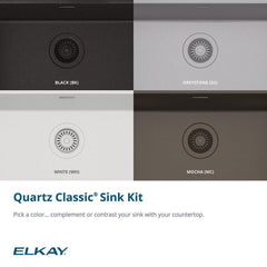ELKAY Elkay ELGU3322WH0C Classic 33 x 18-1/2 in. Composite Double Bowl Undermount Kitchen Sink Kit White