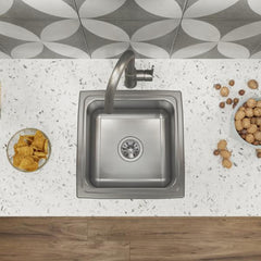 ELKAY Elkay LFR1717 Lustertone Classic Stainless Steel 17 x 17-1/2 x 7-5/8 Single Bowl Drop-in Sink