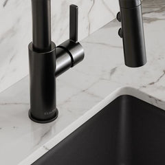 ELKAY Elkay LKAV3032BK Avado Single Hole Bar Faucet with Pull-down Spray and Lever Handle Black Stainless