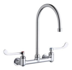ELKAY Elkay LK940GN08T6H Scrub/Handwash 8 Centerset Wall Mount Faucet w/8 Gooseneck Spout 6 Wristblade Handles 1/2in Offset Inlet