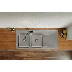 ELKAY Elkay ILR4822L0 Lustertone Classic Stainless Steel 48 x 22 x 7-5/8 Equal Double Bowl Drop-in Sink with Drainboard