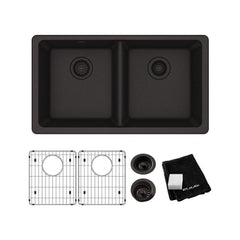 ELKAY Elkay ELGU3322BK0C Classic 33 x 18-1/2 in. Composite Double Bowl Undermount Kitchen Sink in Black