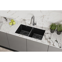 ELKAY Elkay ELGU3322BK0C Classic 33 x 18-1/2 in. Composite Double Bowl Undermount Kitchen Sink in Black