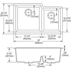 ELKAY Elkay ELGULBO3322WH0 Quartz Classic 33 x 20-1/2 in. No Hole Composite Double Bowl Undermount Sink in White