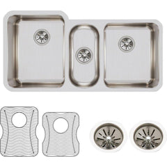 ELKAY Elkay ELUH4020DBG Lustertone Classic Stainless Steel 40 x 20-1/2 x 9-7/8 Triple Bowl Undermount Sink Kit