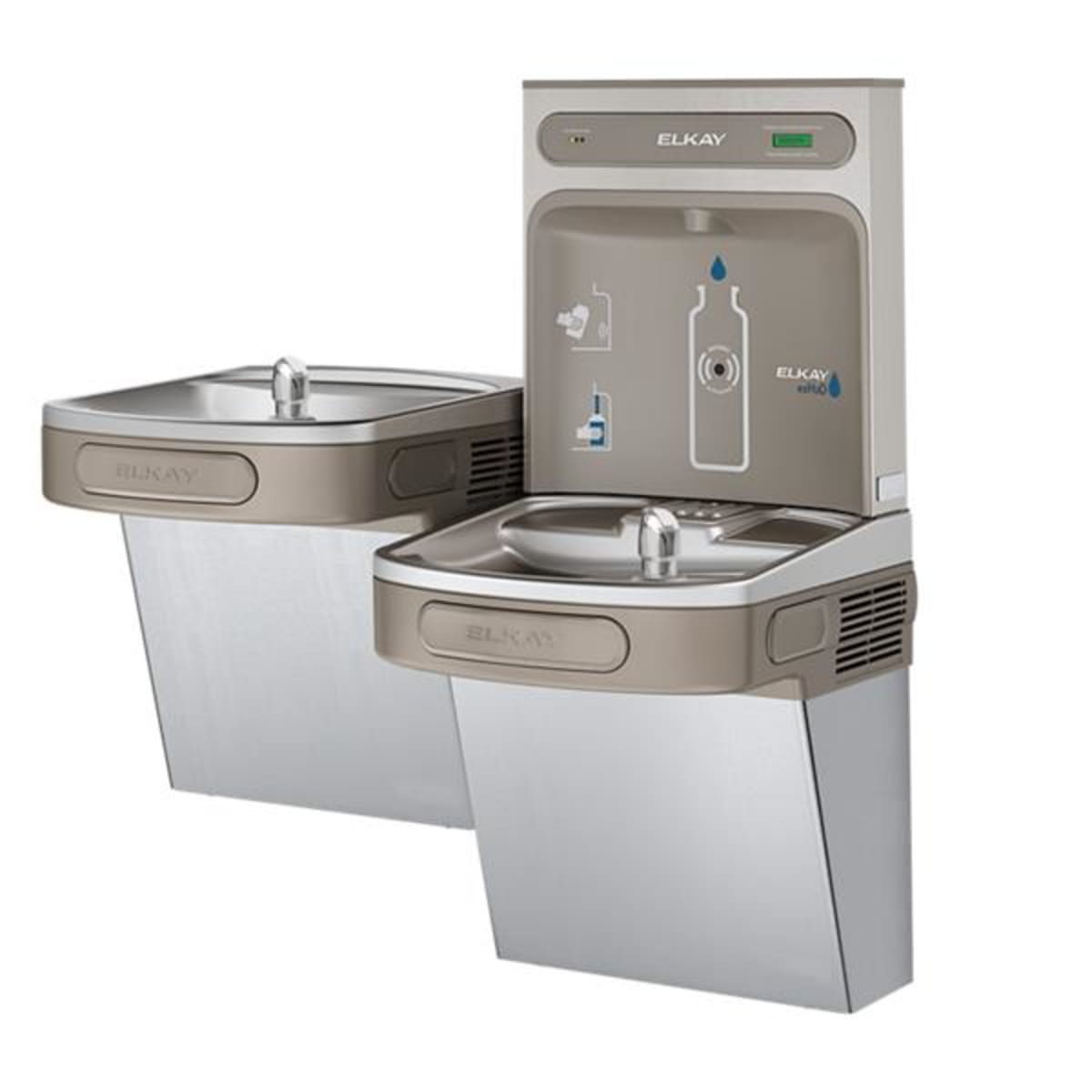 ELKAY Elkay LZSTL8WSVRSK Elkay ezH2O Bottle Filling Station & Versatile Bi-Level ADA Vandal-Resistant Cooler Filtered Refrigerated Stainless
