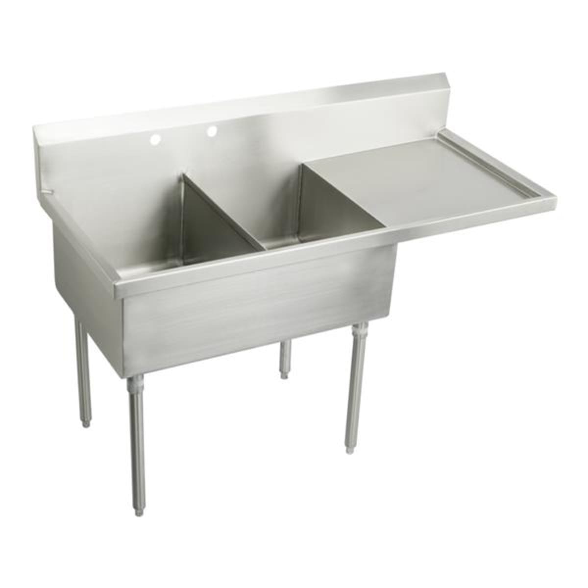 ELKAY Elkay SS8236R2 Sturdibilt Stainless Steel 61-1/2 x 27-1/2 x 14 Floor Mount Double Compartment Scullery Sink