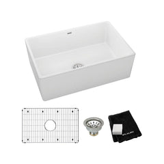 ELKAY Elkay SWUF28179WHC Fireclay 30 x 19-15/16 x 9-1/8 Single Bowl Farmhouse Sink Kit White
