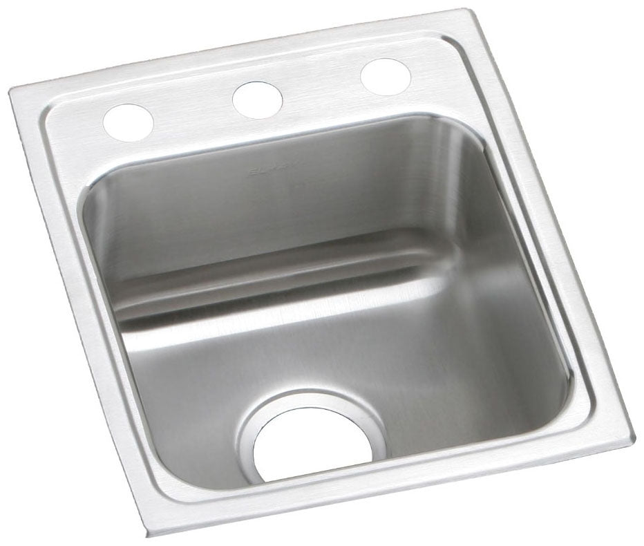 ELKAY Elkay LRAD1517553 Lustertone Classic Stainless Steel Drop-In Sink 15 x 17-1/2 x 5-1/2 3-Hole