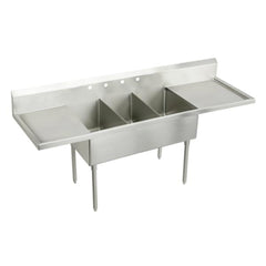 ELKAY Elkay SS8372LR3 Sturdibilt Stainless Steel 120 x 27-1/2 x 14 Floor Mount Triple Compartment Scullery Sink with Drainboard
