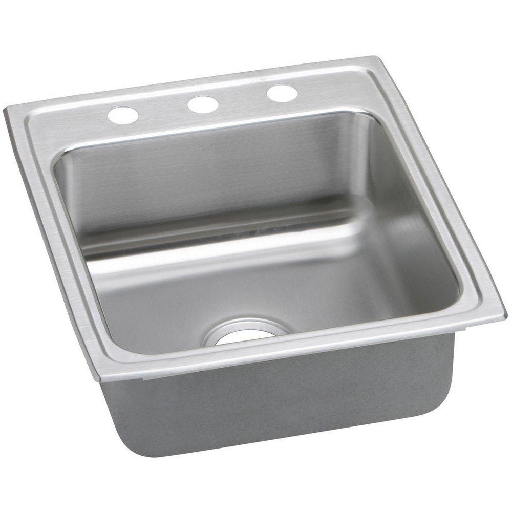 ELKAY Elkay LRADQ2022553 Lustertone Classic Stainless Steel 19-1/2 x 22 in 3 Hole Sink
