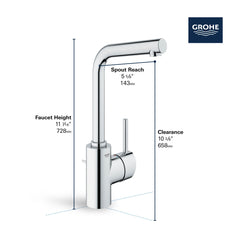 GROHE GROHE 23737002 Concetto Single Handle Monoblock Bathroom Sink Faucet in StarLight Chrome