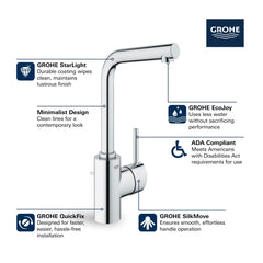 GROHE GROHE 23737002 Concetto Single Handle Monoblock Bathroom Sink Faucet in StarLight Chrome