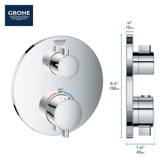 GROHE GROHE 24107000 Grohtherm Two Handle Thermostatic Valve Trim in StarLight Chrome