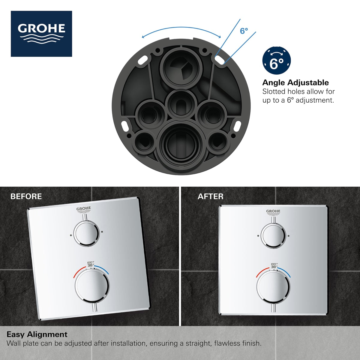 GROHE Grohe 241112430 Dual Function 2-Handle Thermostatic Valve Trim in Matte Black