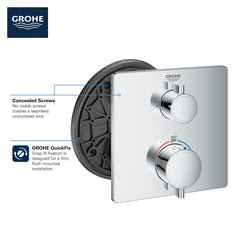 GROHE Grohe 241112430 Dual Function 2-Handle Thermostatic Valve Trim in Matte Black