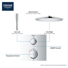 GROHE Grohe 241112430 Dual Function 2-Handle Thermostatic Valve Trim in Matte Black