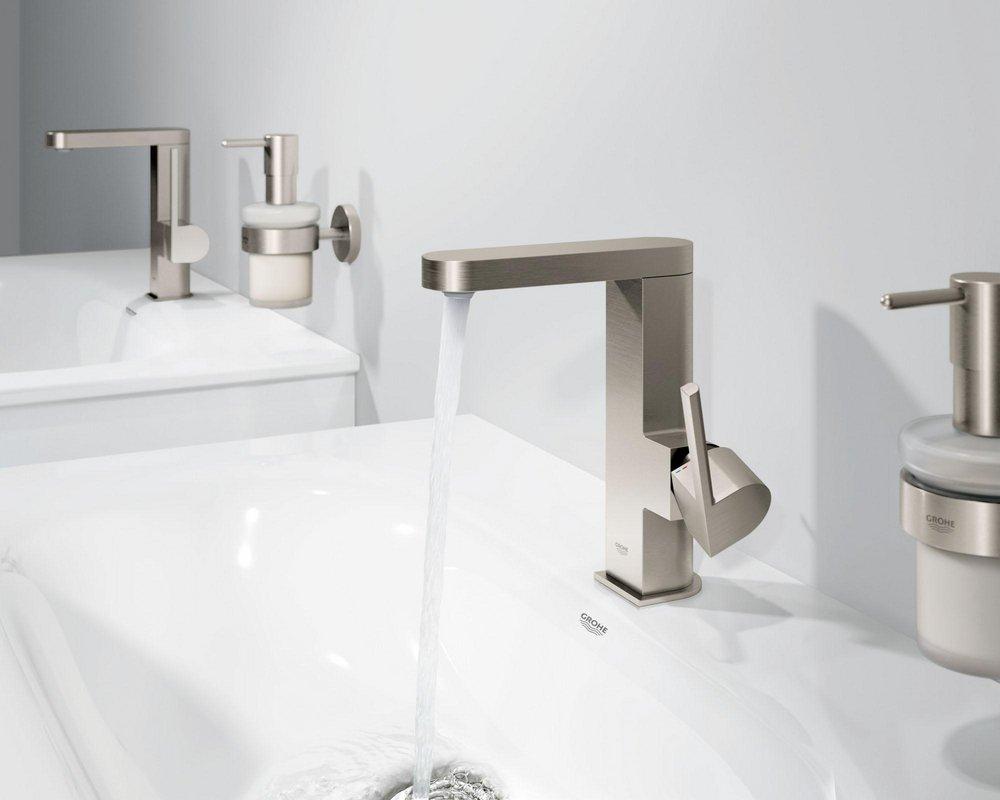 GROHE GROHE 23956EN3 Plus Single Handle Monoblock Bathroom Sink Faucet in Brushed Nickel