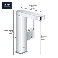 GROHE GROHE 23956EN3 Plus Single Handle Monoblock Bathroom Sink Faucet in Brushed Nickel
