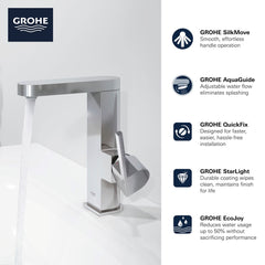 GROHE GROHE 23956EN3 Plus Single Handle Monoblock Bathroom Sink Faucet in Brushed Nickel