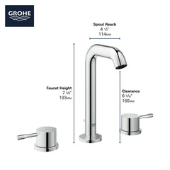 GROHE GROHE 20297GNA Essence 8 Widespread Two Handle Bathroom Sink Faucet M-Size Brushed Cool Sunrise